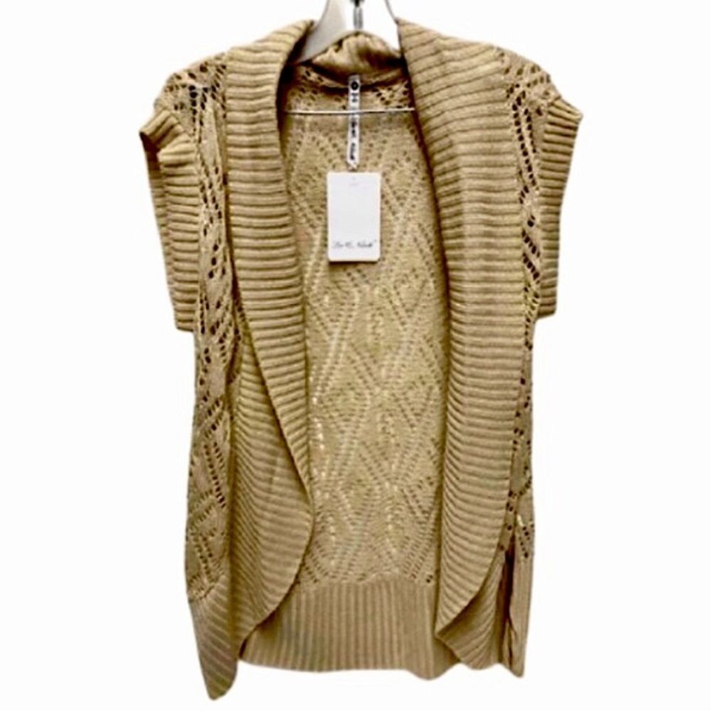 LEO & NICOLE Knit Vest Sleeveless Cardigan Medium NWT